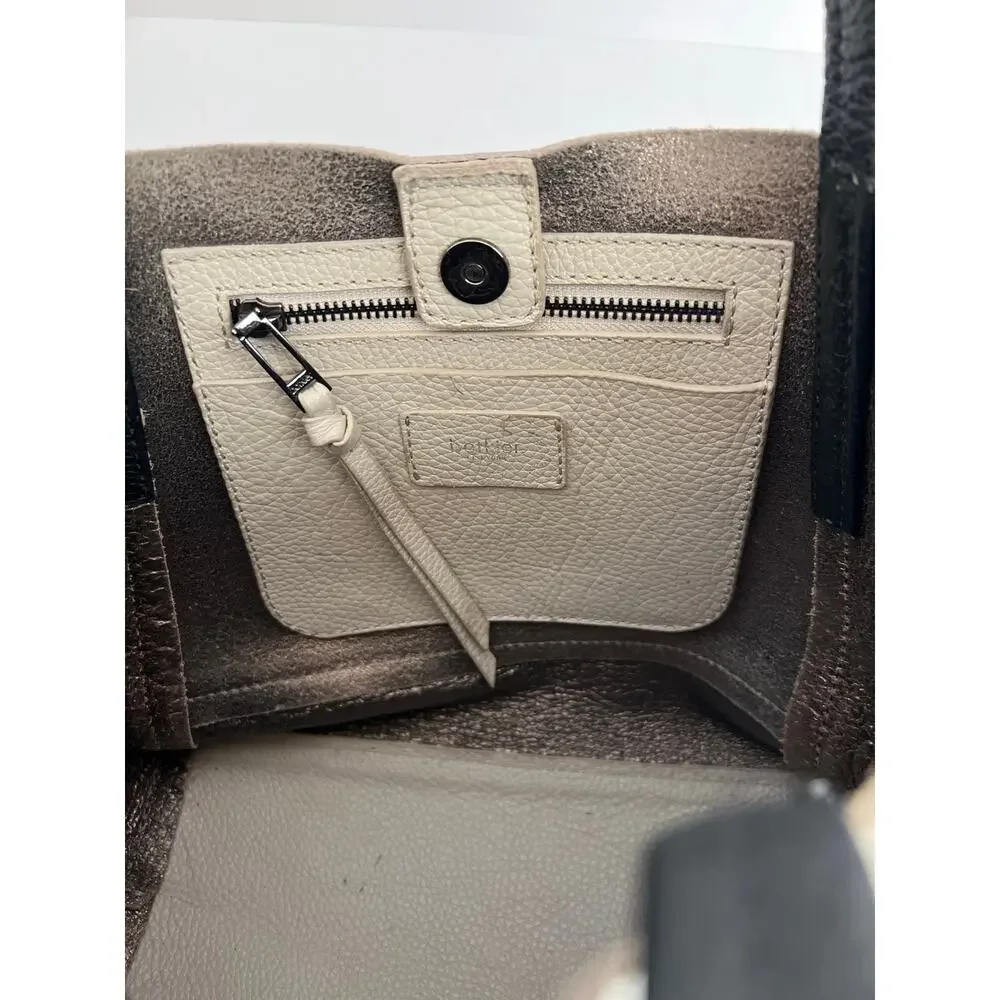 Botkier New York Soho Colorblock Pebbled Leather Satchel Zipper Accents Size OS